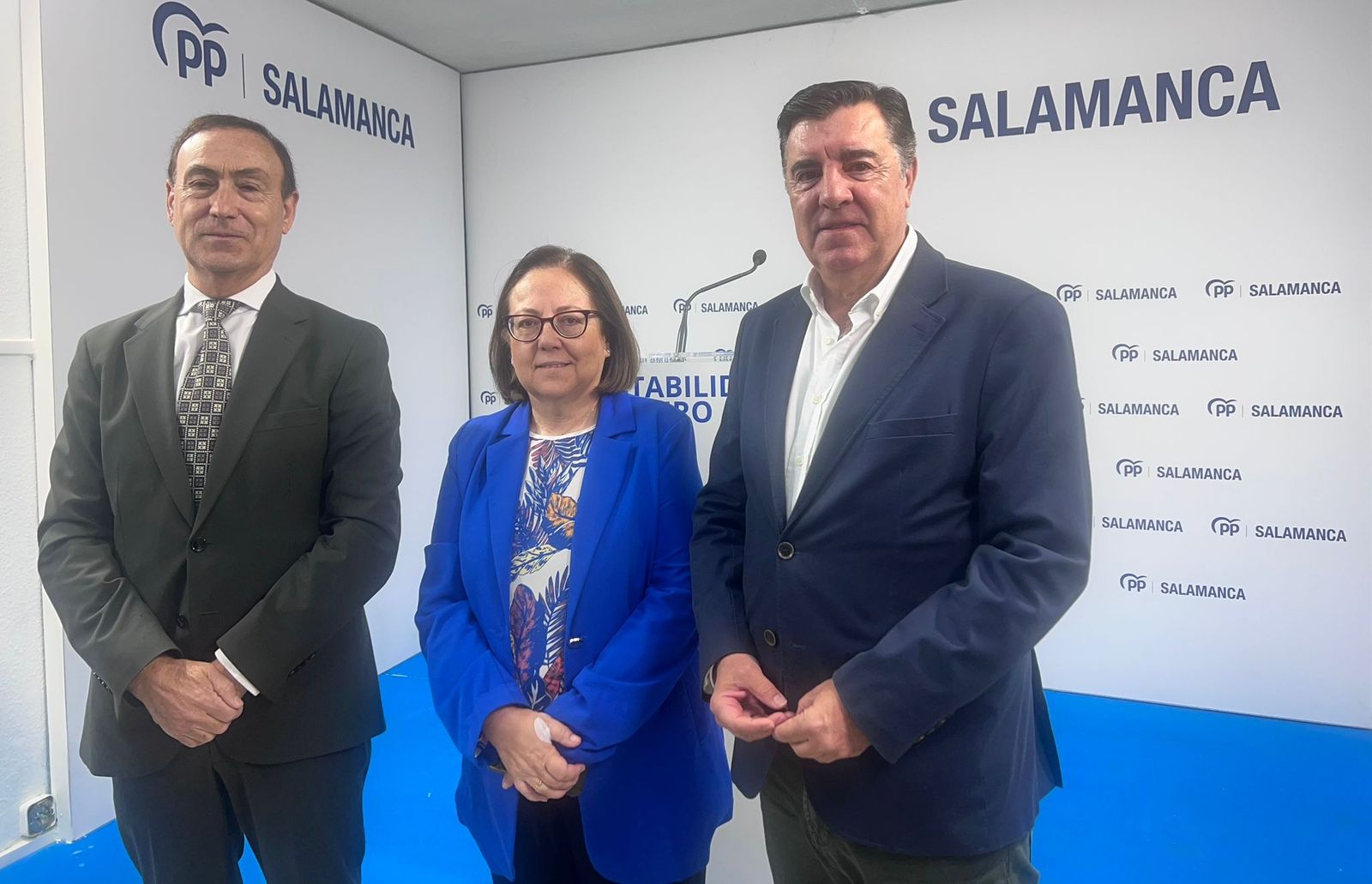 Los diputados del PP por la provincia de Salamanca, Pedro Samuel Martín, María Jesús Moro y José Antonio Bermúdez de Castro