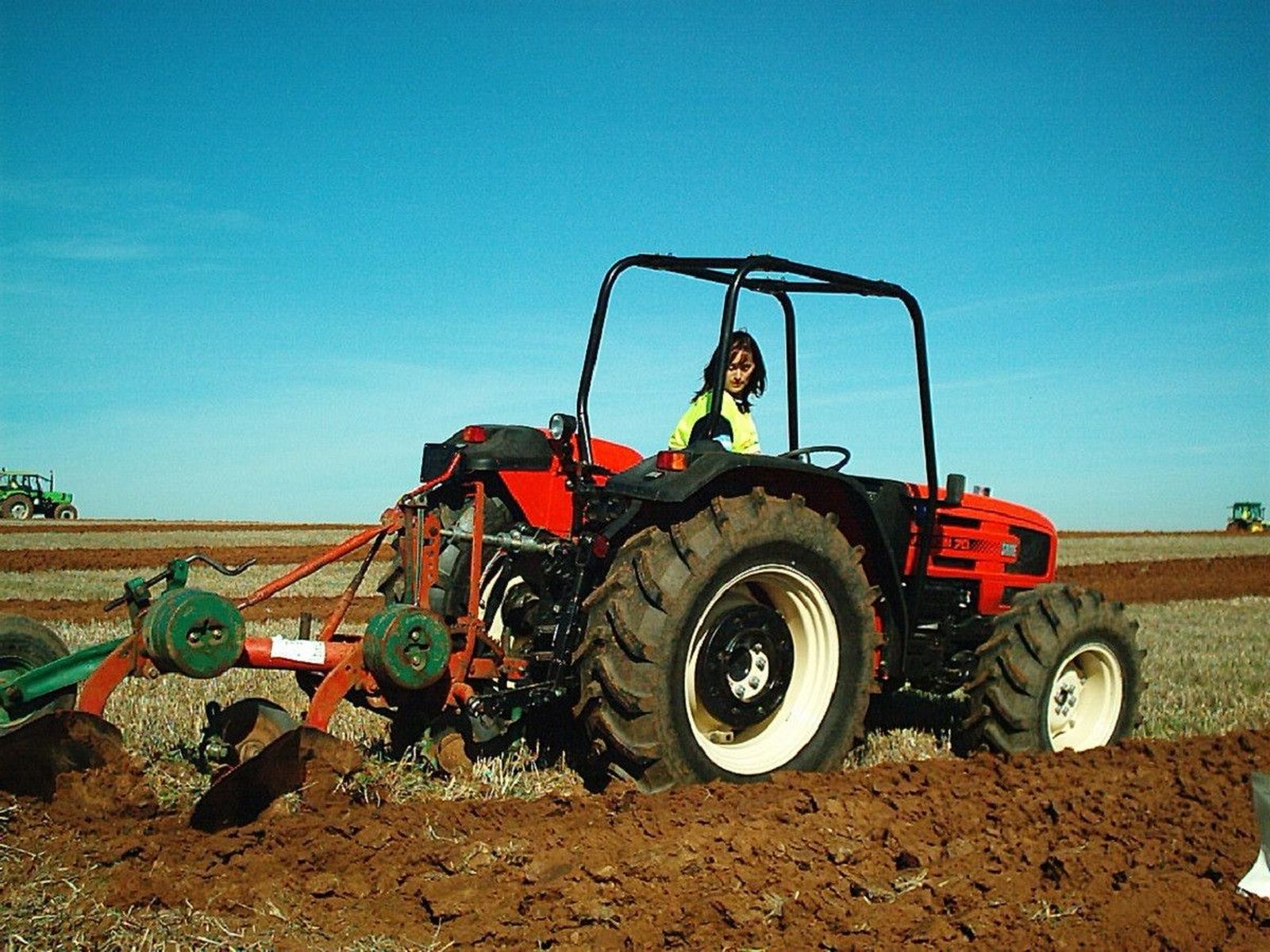 Mujer trabajando en el campo. Foto de archivo