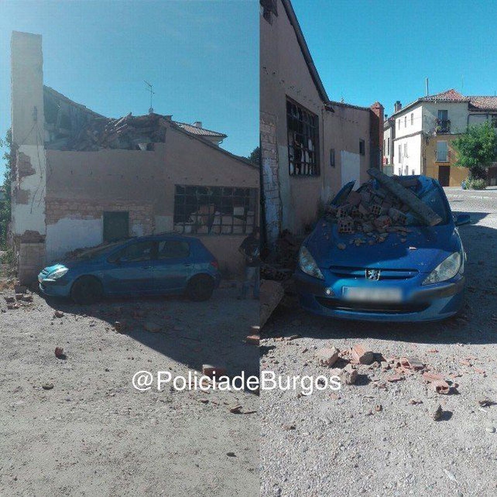 Se derrumba la cornisa de un edificio en el barrio de Las Huelgas