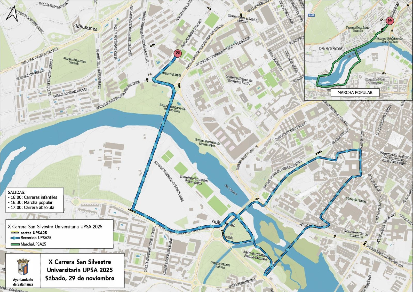 Estos son los cortes de tráfico por la X Carrera y Marcha San Silvestre Universitaria UPSA 2025