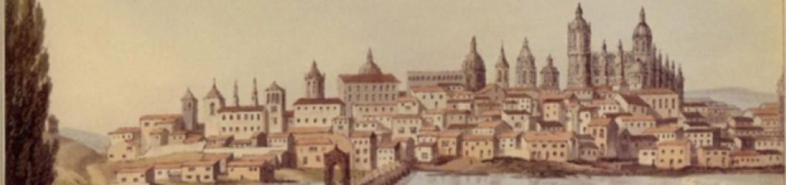 Salamanca en 1809. W. BRADFORD. A la izda, Monasterio de S. Vicente y Colegio del Rey.
