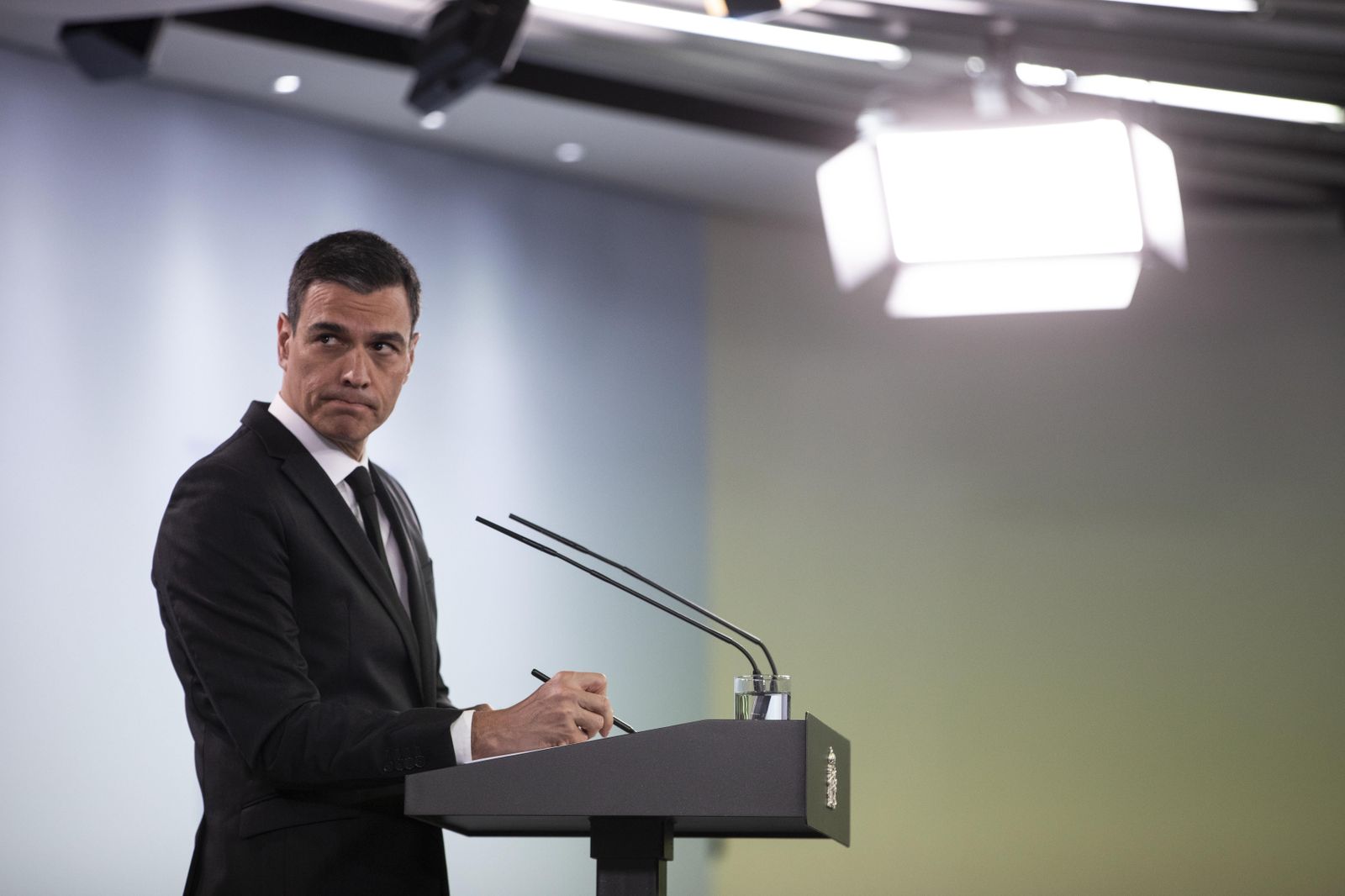 El presidente del Gobierno, Pedro Sánchez, durante una comparecencia en rueda de prensa. El presidente del Gobierno, Pedro Sánchez, durante una comparecencia en rueda de prensa.