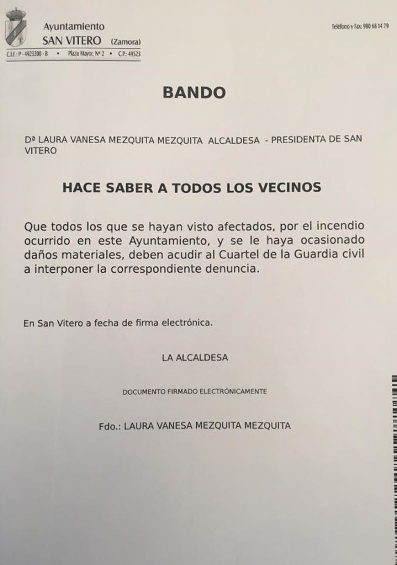 San Vitero bando