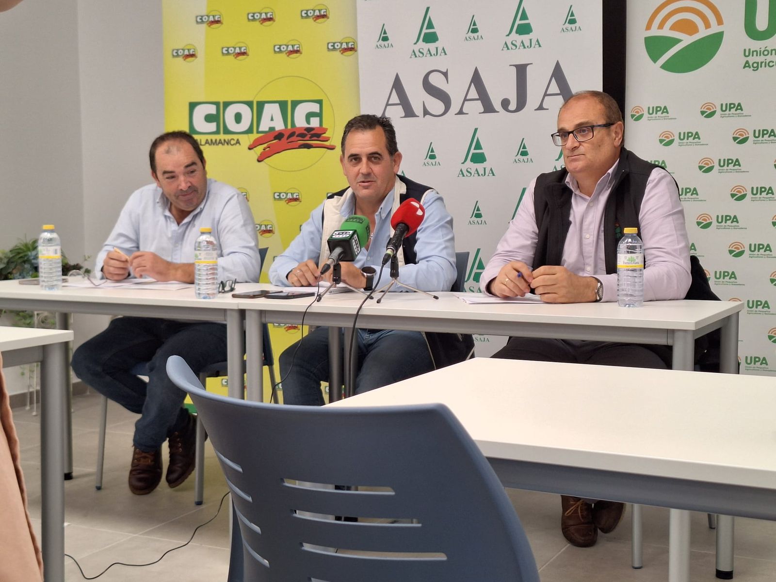 José Manuel Cortés, Juan Luis Delgado y Carlos Sánchez de COAG, ASAJA y UPA