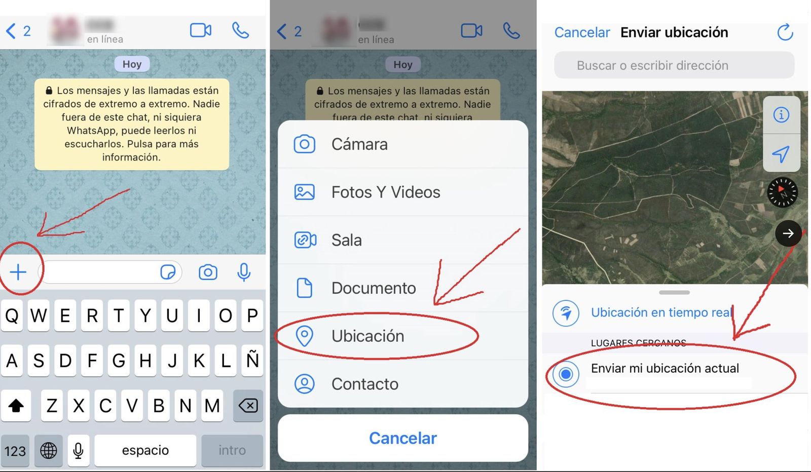 Captura del 1-1-2 compartiendo la ubicación por Whatsapp