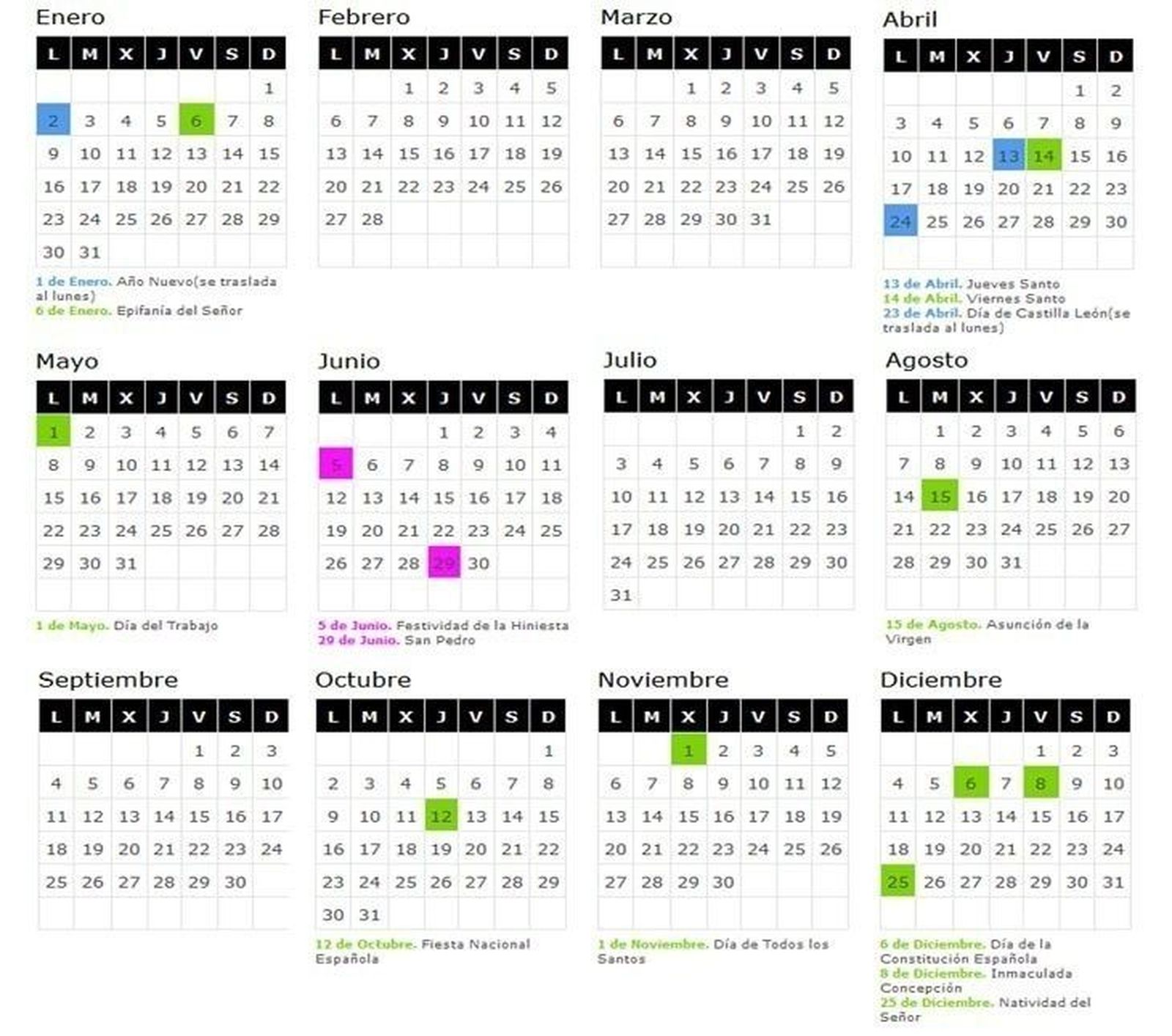 Consulta el calendario laboral en Zamora para el año 2017