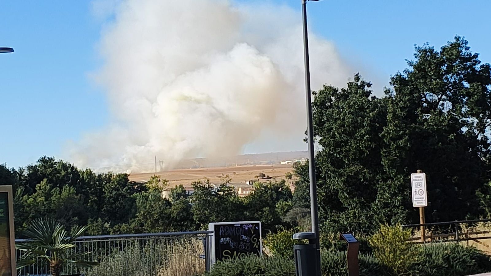 Incendio de rastrojos en la carretera de Matilla de los Caños