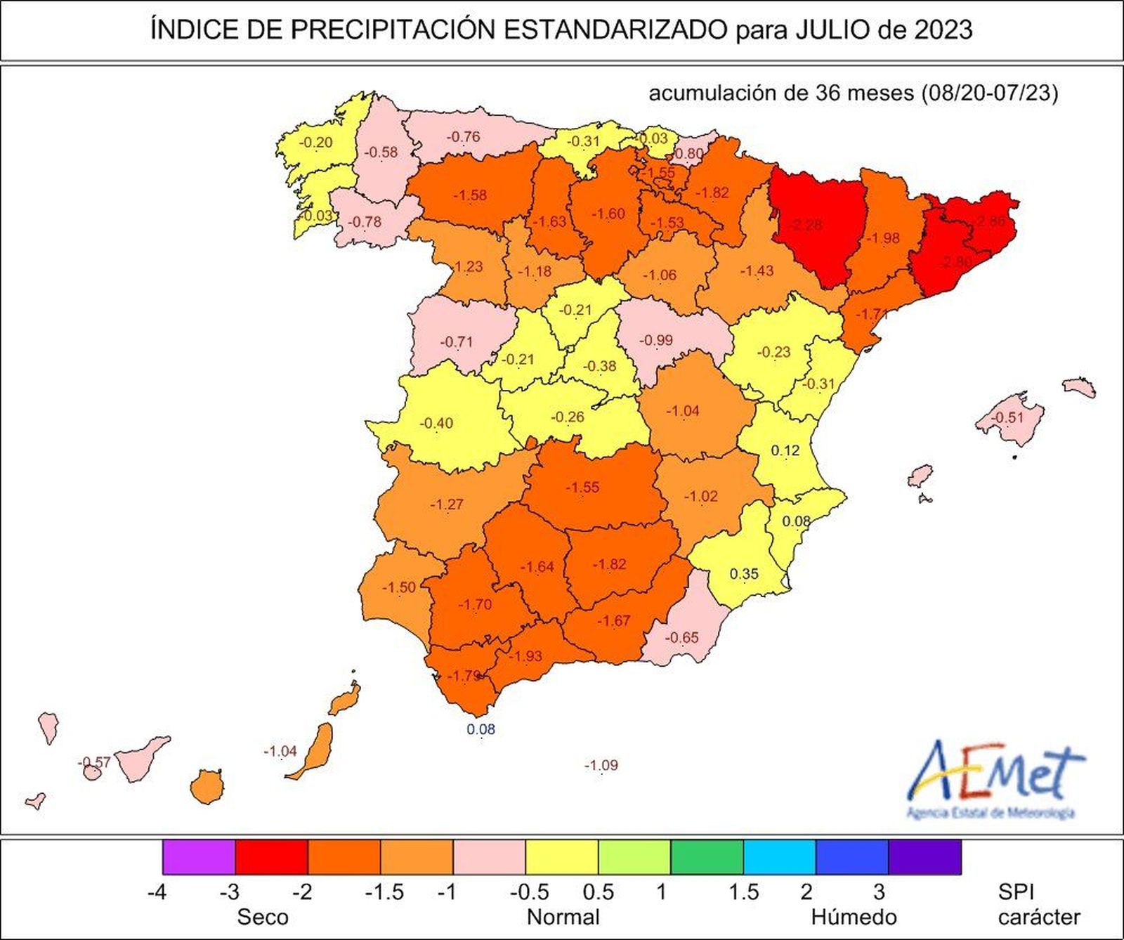 Indice de precipitación estandarizado AEMET