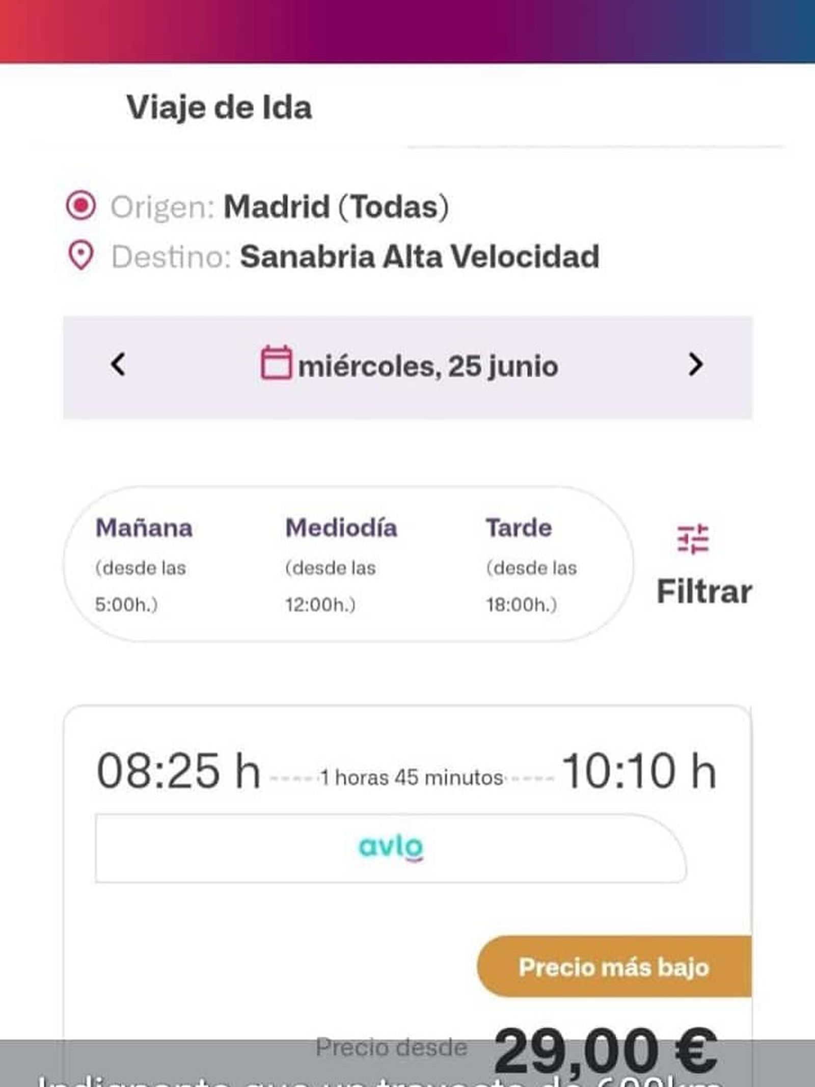 Precios desorbitados del tren Precios desorbitados del tren