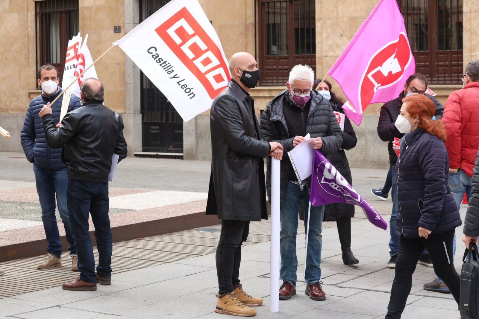 Movilización de los sindicatos en la plaza de la Constitución este jueves, 11 de marzo
