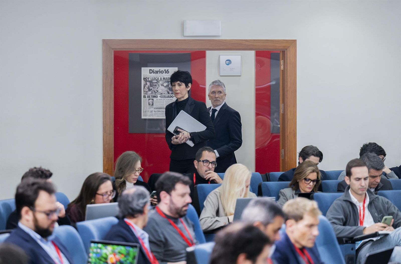 El ministro del Interior, Fernando Grande-Marlaska, a su llegada a la rueda de prensa
