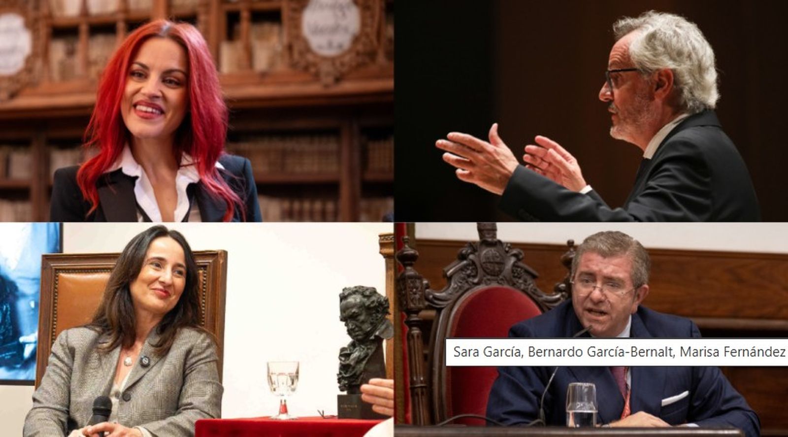 Nuevos socios de honor de Alumni-USAL, Sara García, Bernardo García-Bernalt, Marisa Fernández e Isidoro Alanís