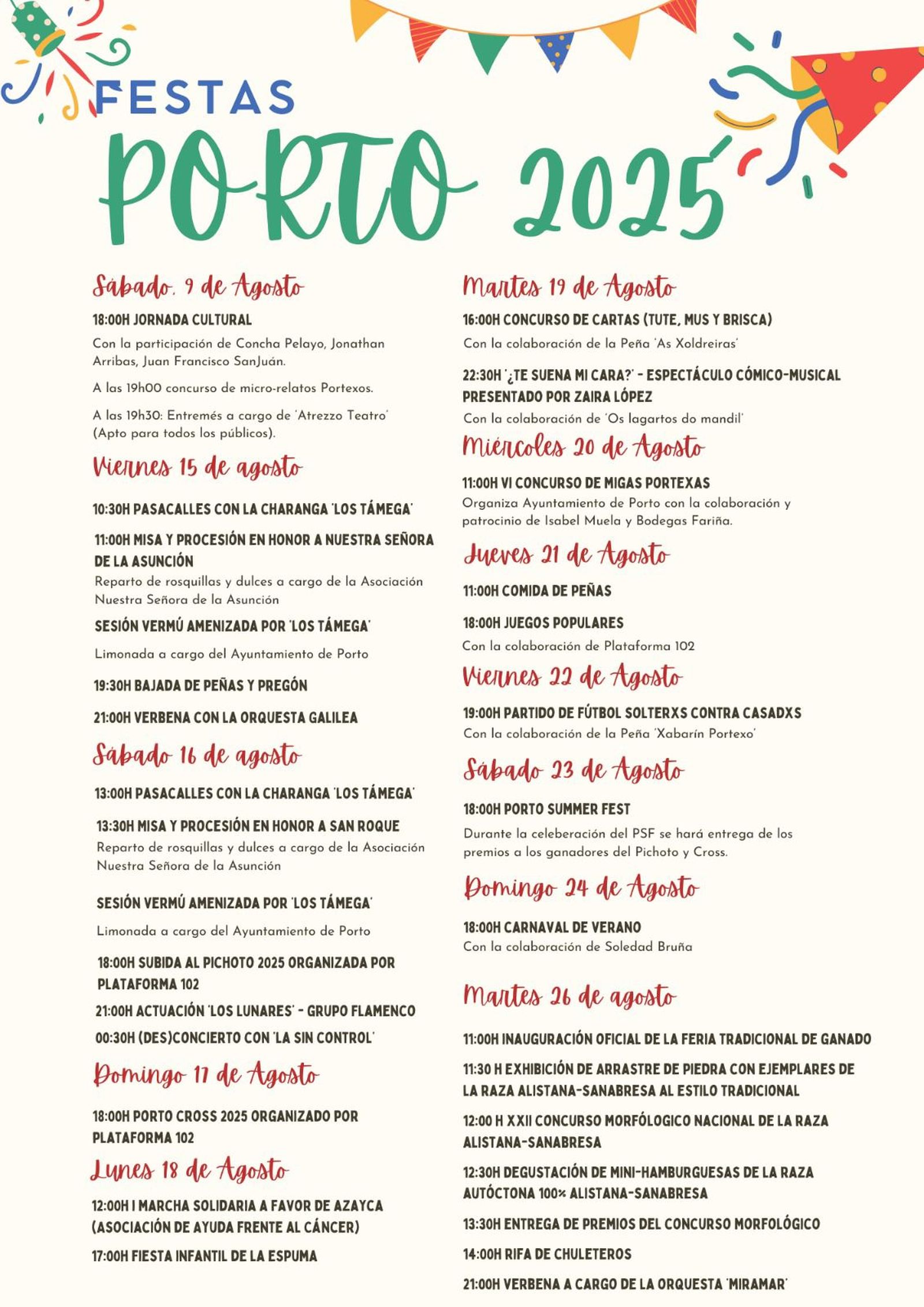 Programa de fiestas de Porto 2025