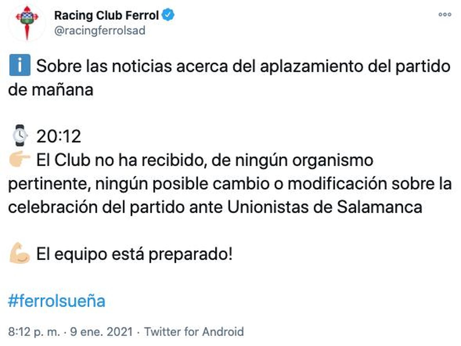 Tuit del Racing Ferrol.