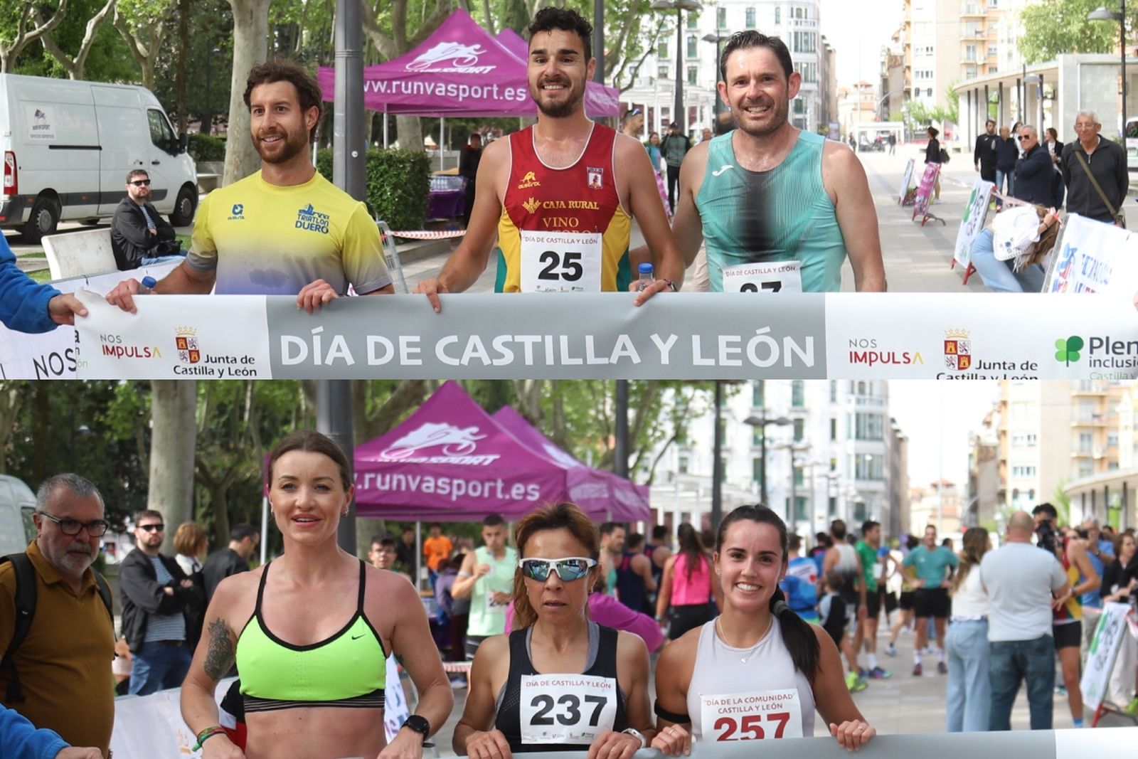 Pódium masculino y femenino de la carrera por el Día de Castilla y León en Zamora