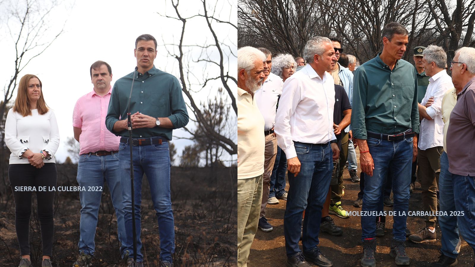 Pedro Sánchez en la visita a los incendios de la Sierra de la Culebra y a Molezuelas de la Carballeda