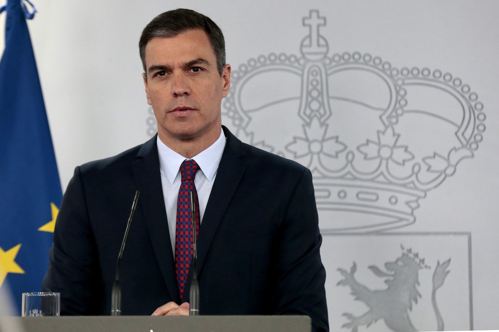 El presidente del Gobierno, Pedro Sánchez, durante la comparecencia para despedir el estado de alarma donde ha reclamado este sábado "unidad" a los partidos políticos para construir entre todos un