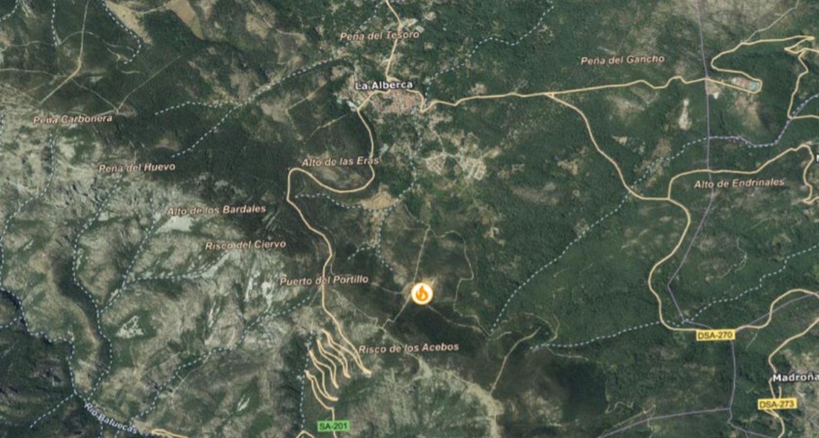 Lugar donde se ha originado el incendio, según el INFOCAL