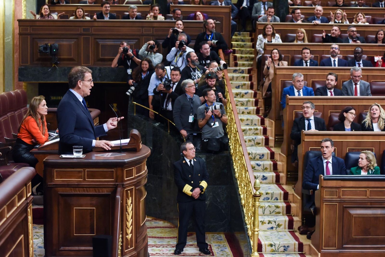Archivo   El presidente del PP, Alberto Núñez Feijóo, interviene durante la primera sesión del debate de investidura de Pedro Sánchez como presidente de Gobierno