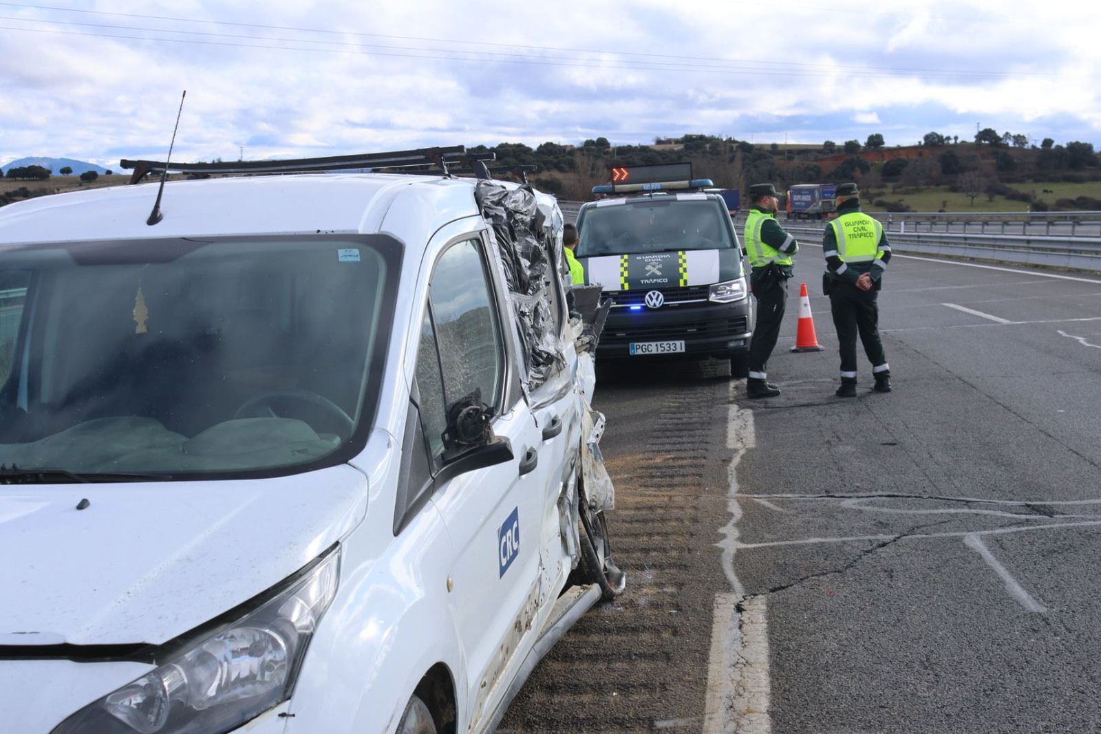 Accidente entre un camión y una furgoneta en Guijuelo