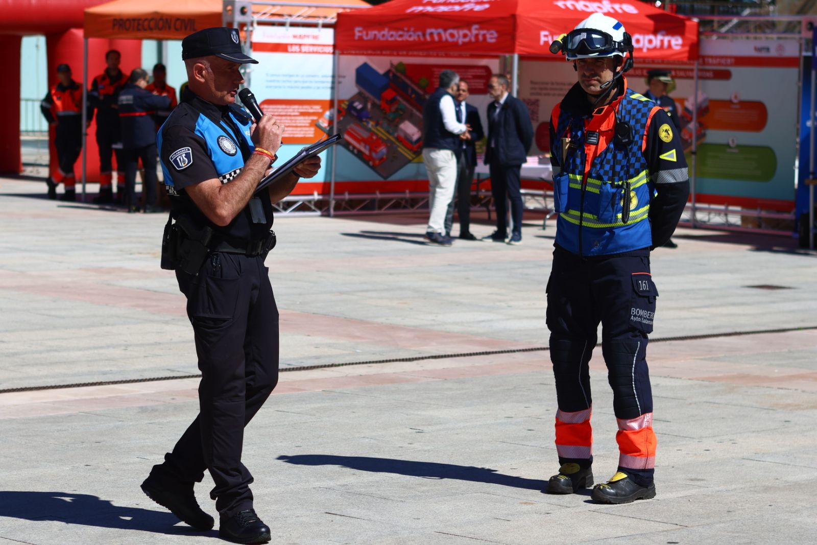 Simulacro de accidente de tráfico en la Plaza de La Concordia
