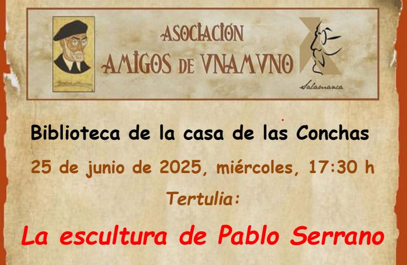 Última tertulia unamuniana de la temporada: "La escultura de Pablo Serrano", el 25 de junio en la Casa de las Conchas