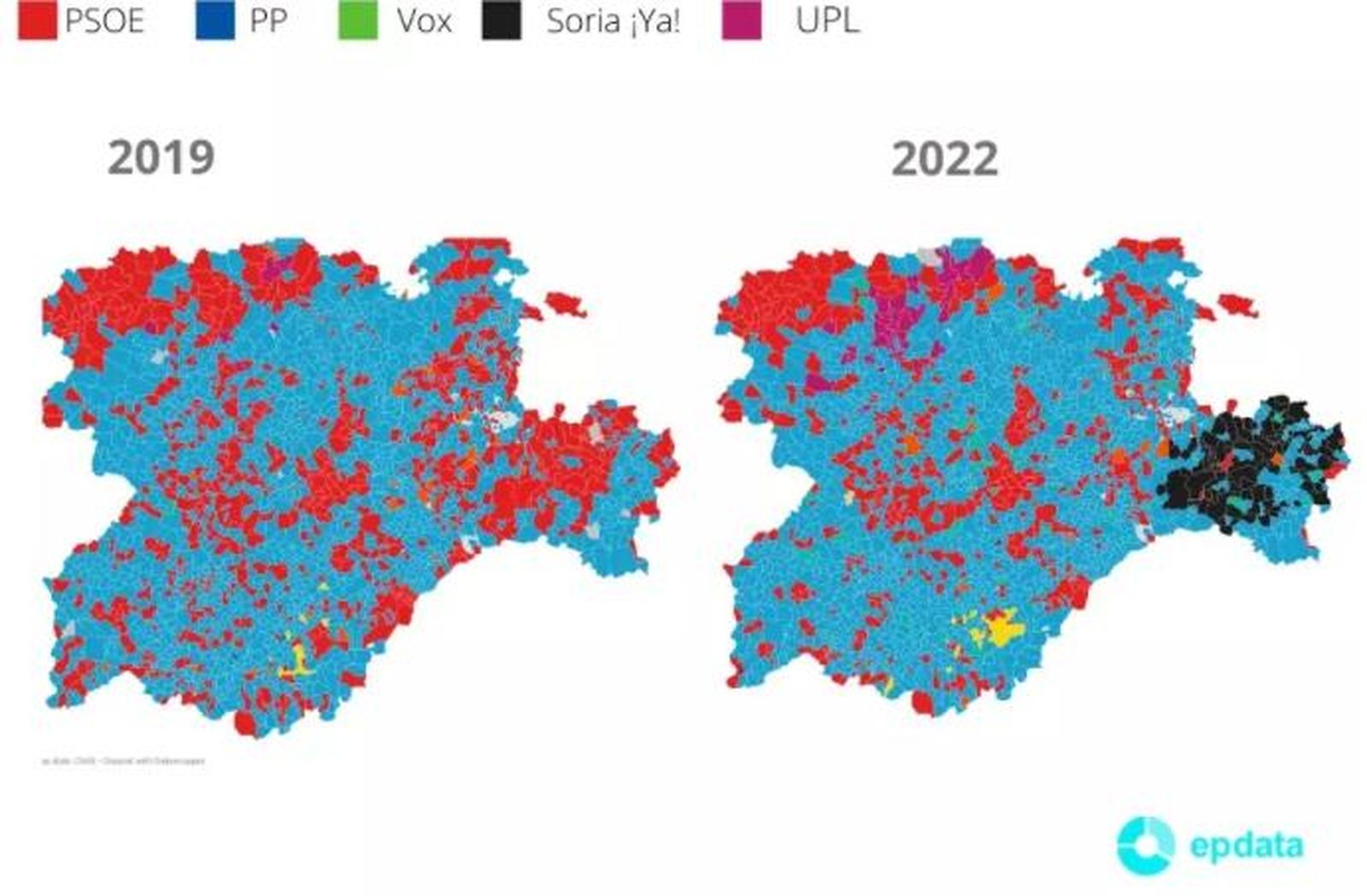 Partido más votado en cada municipio en las elecciones de Castilla y León Partido más votado en cada municipio en las elecciones de Castilla y León