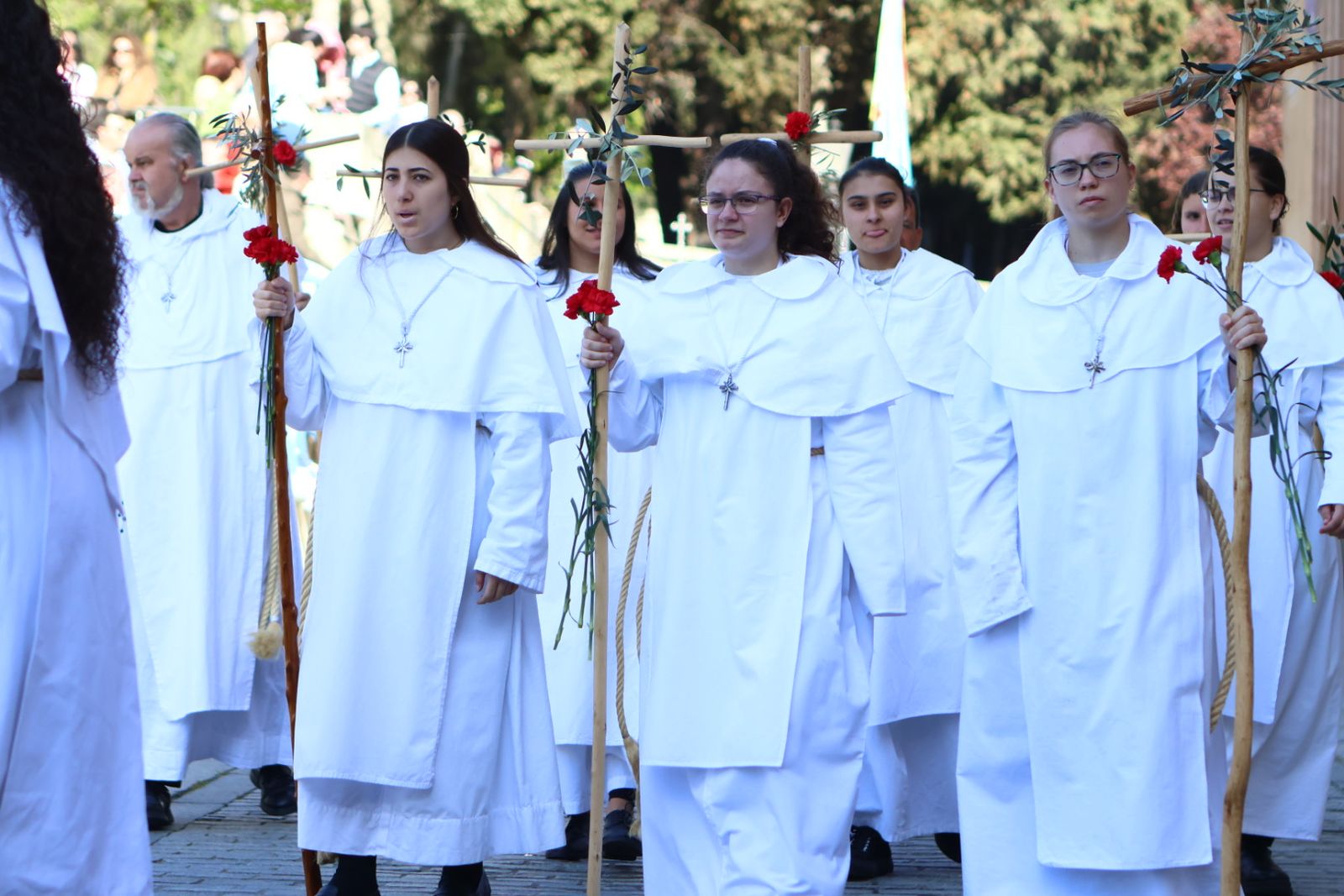 Procesión del encuentro de Nuestra Señora de la Alegría y Jesús Resucitado en el Domingo de Resurrección en Salamanca