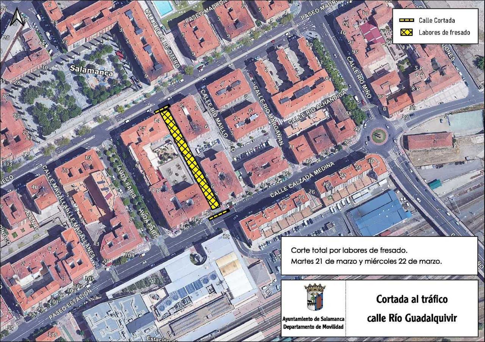 Cortada al tráfico la calle Río Guadalquivir