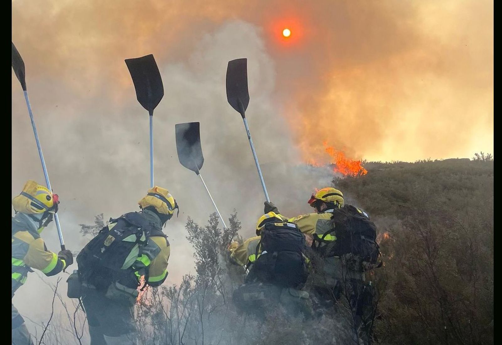 BRIF Laza en su intervención ayer lunes en el incendio de Calabor. BRIF Laza