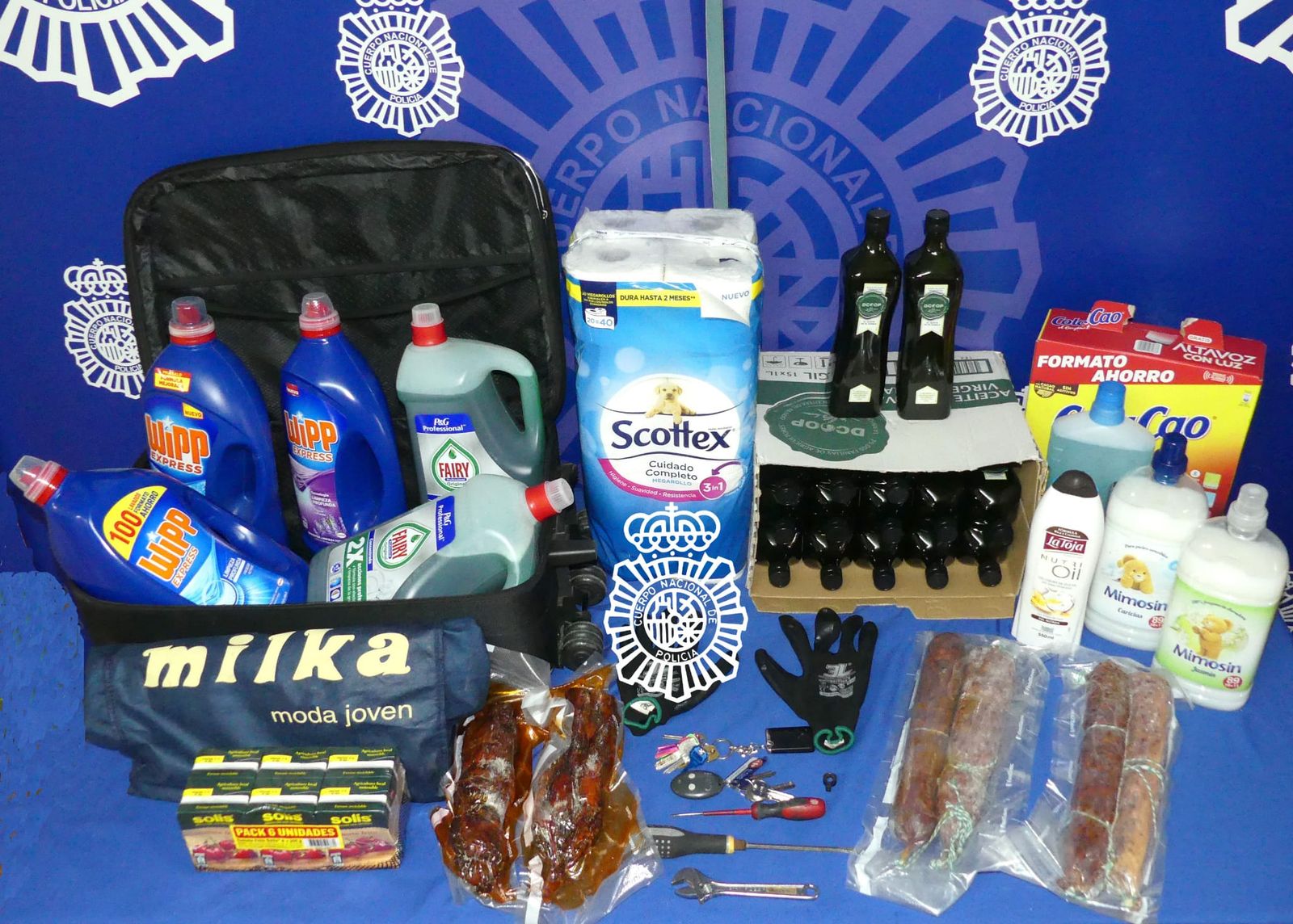 Productos incautados por la Policía Nacional