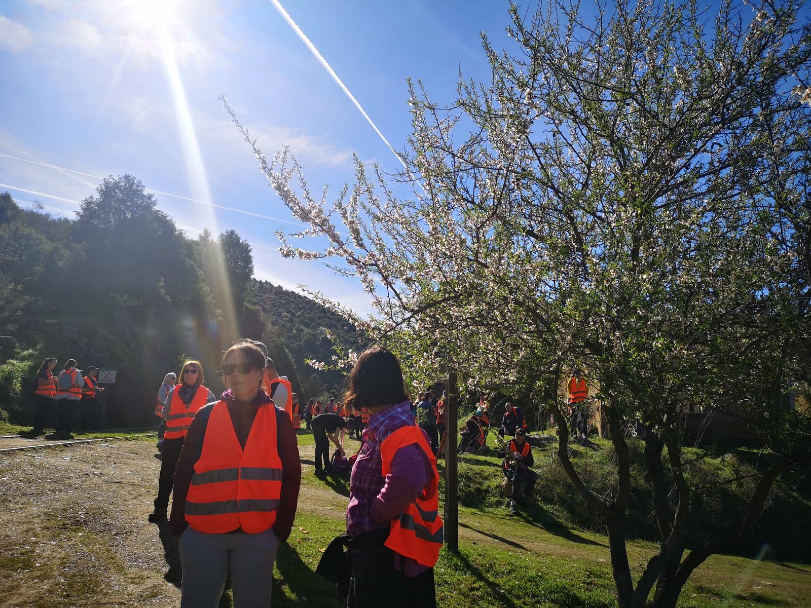 Más de un centenar de senderistas recorren La Fregeneda entre almendros en flor