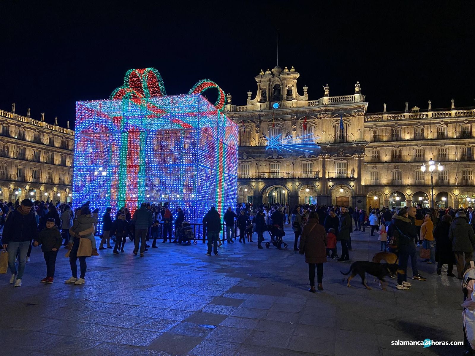 La Plaza Mayor de Salamanca durante la Navidad de 2020
