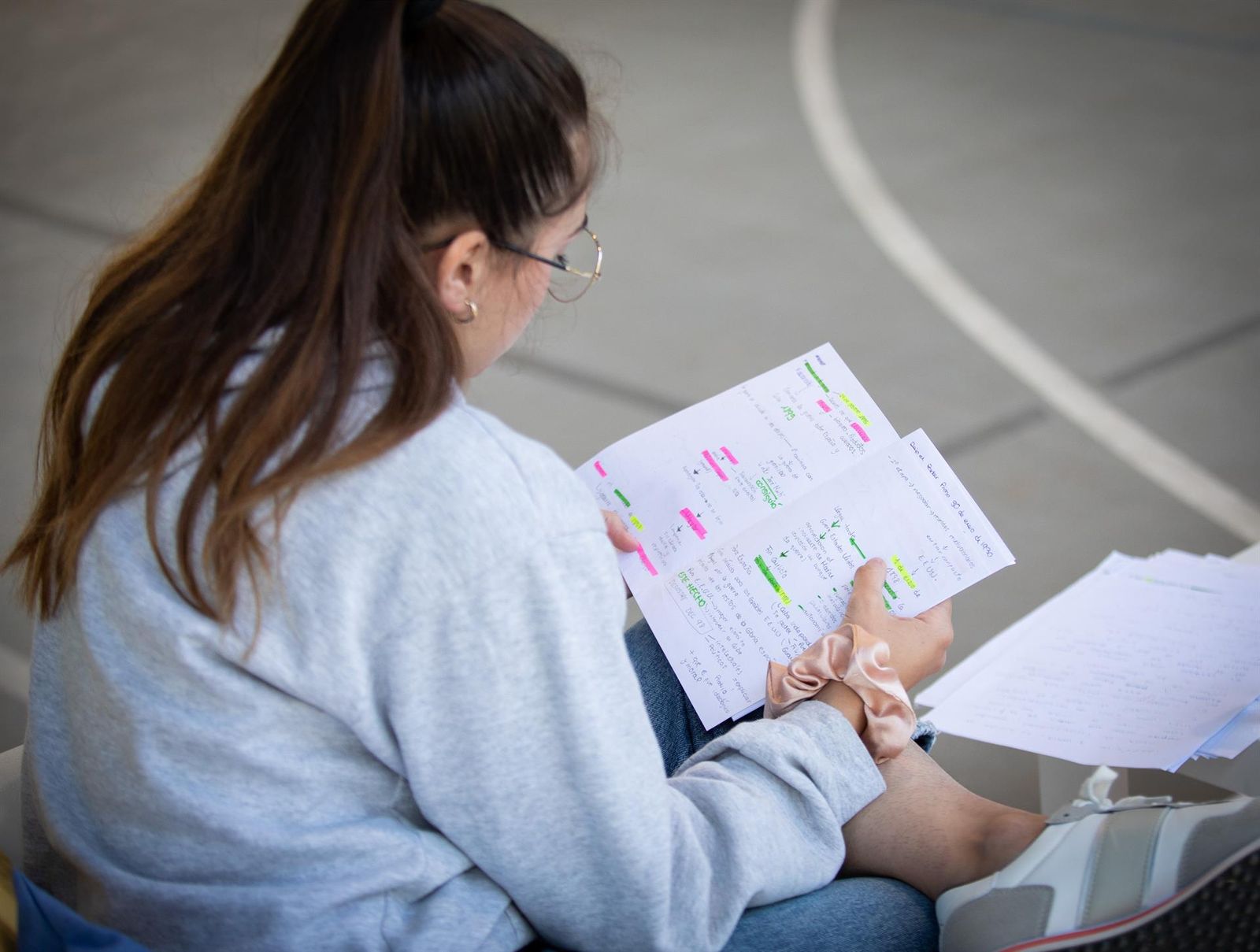 Alumna estudiando antes de un examen. Archivo