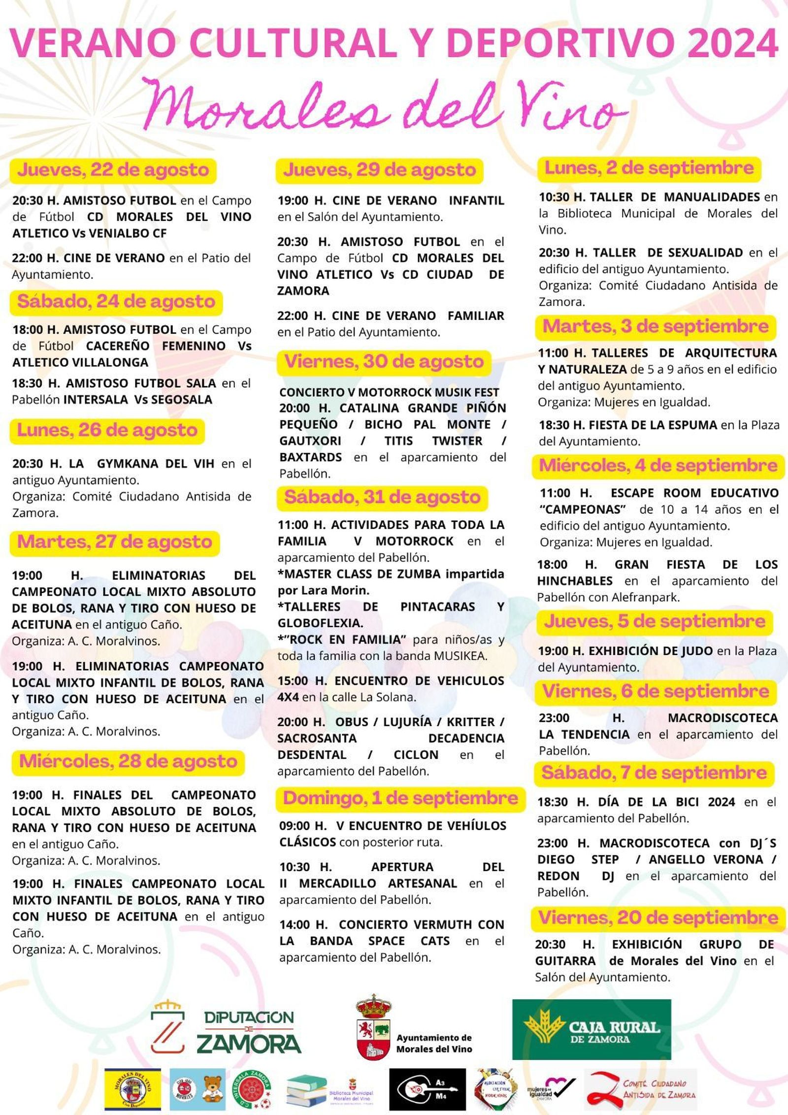 Programación del verano cultural de Morales del Vino.