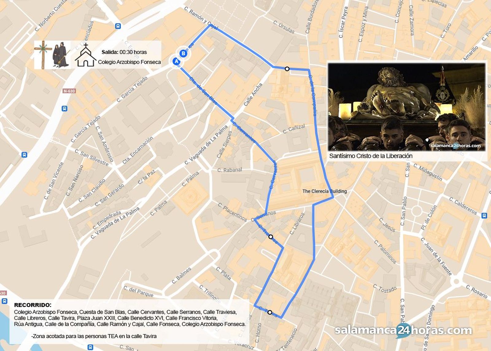 Recorrido de la Hermandad del Cristo del Amor y de la Paz (Sección del Santísimo Cristo de la Liberación)