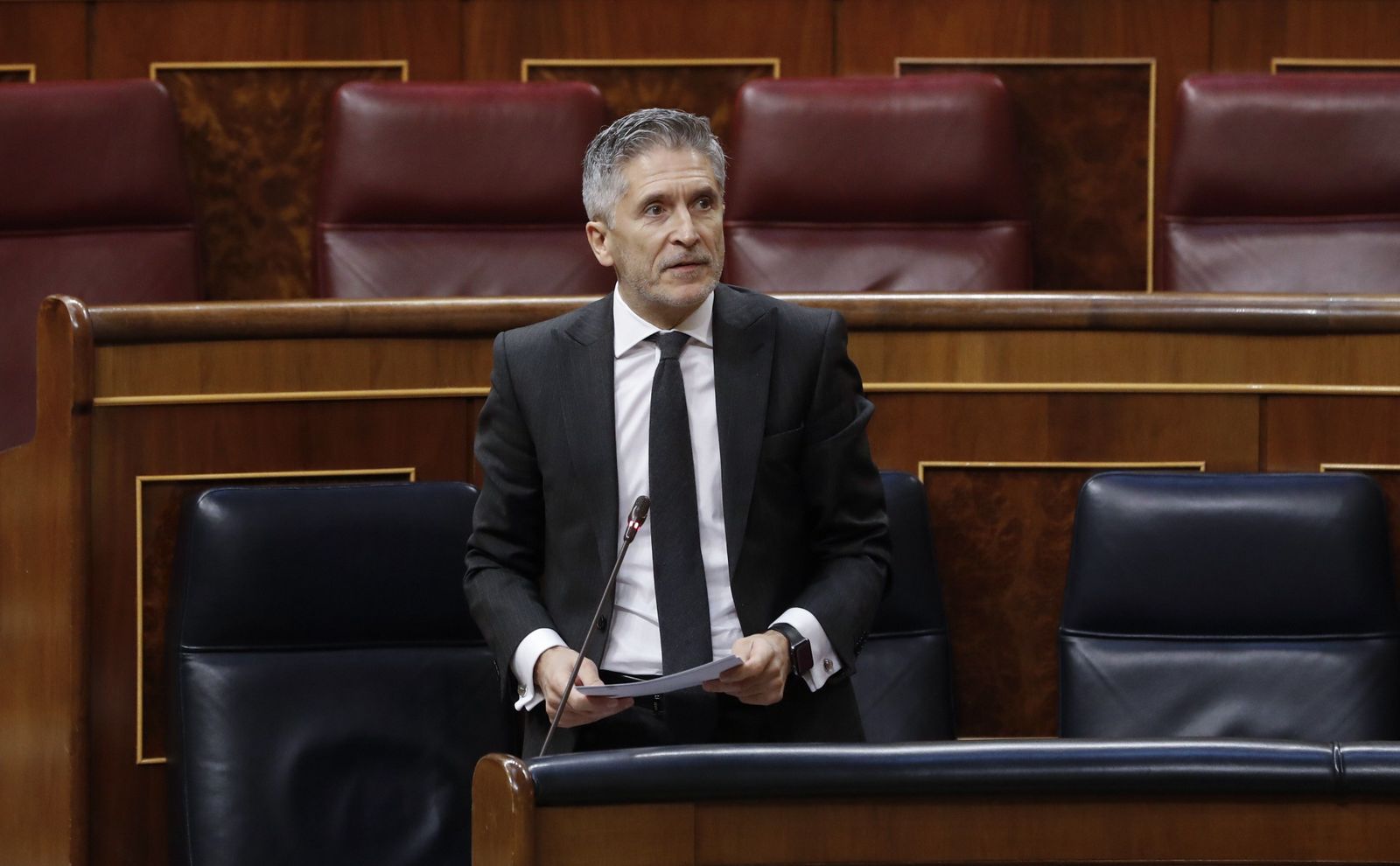 El ministro del Interior, Fernando Grande Marlaska, en la sesión de Control al Ejecutivo en el Congreso, en Madrid (España), a 13 de mayo de 2020.