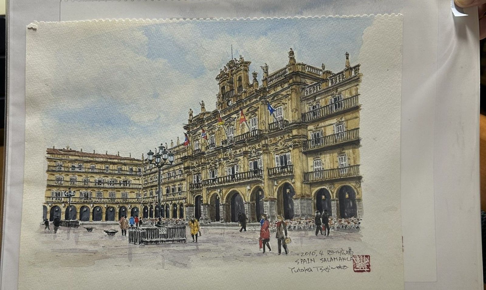 Dibujo de la Plaza Mayor de Salamanca. Foto vía 'X' de Nuriape__
