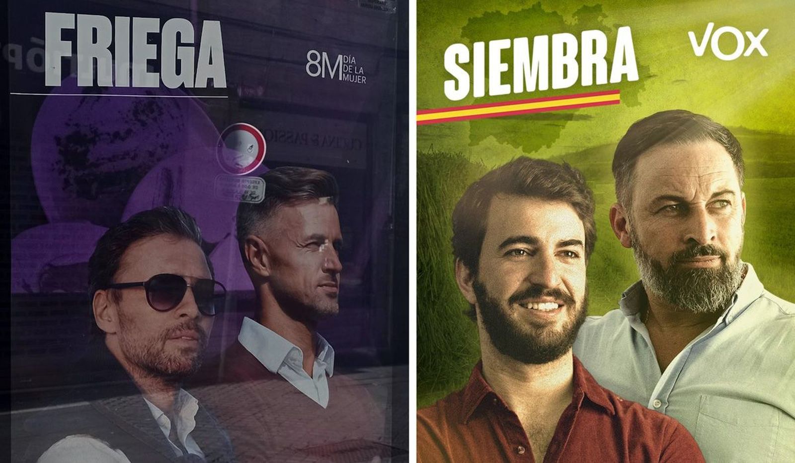 Montaje con la campaña del Ayuntamiento y el cartel electoral de VOX