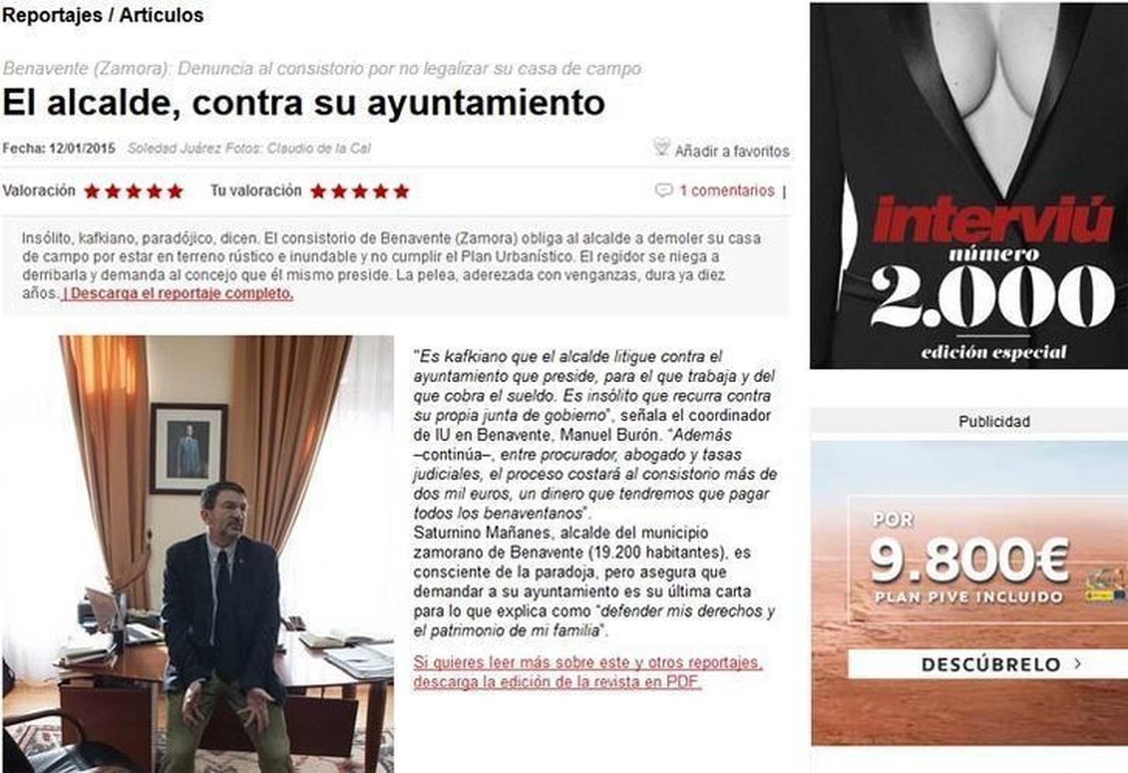 La revista Interviú publica un amplio reportaje sobre el caso del chalet de Mañanes