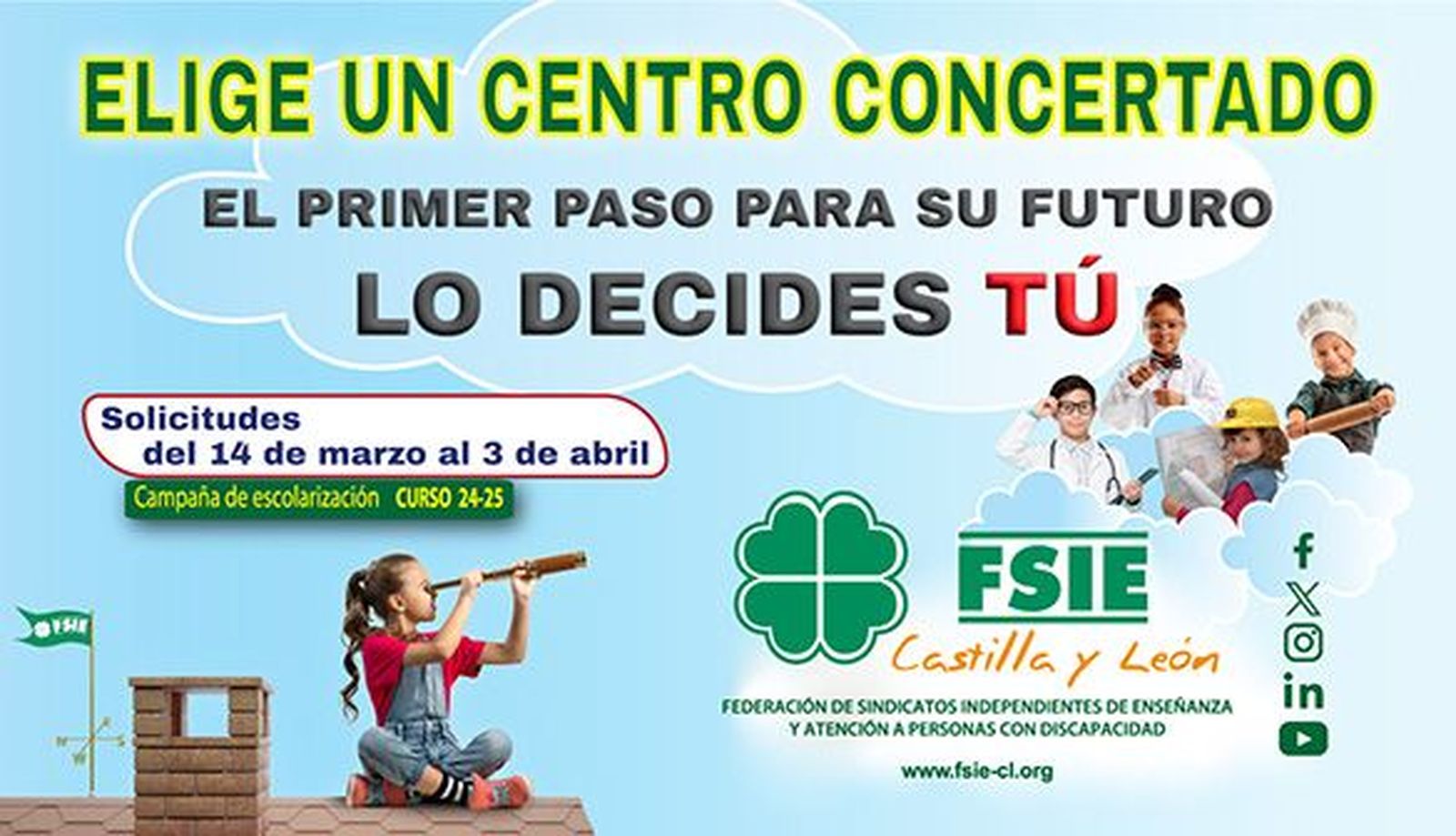 FSIE defiende la libertad de elección y hace campaña en favor de la matriculación en centros concertados y privados