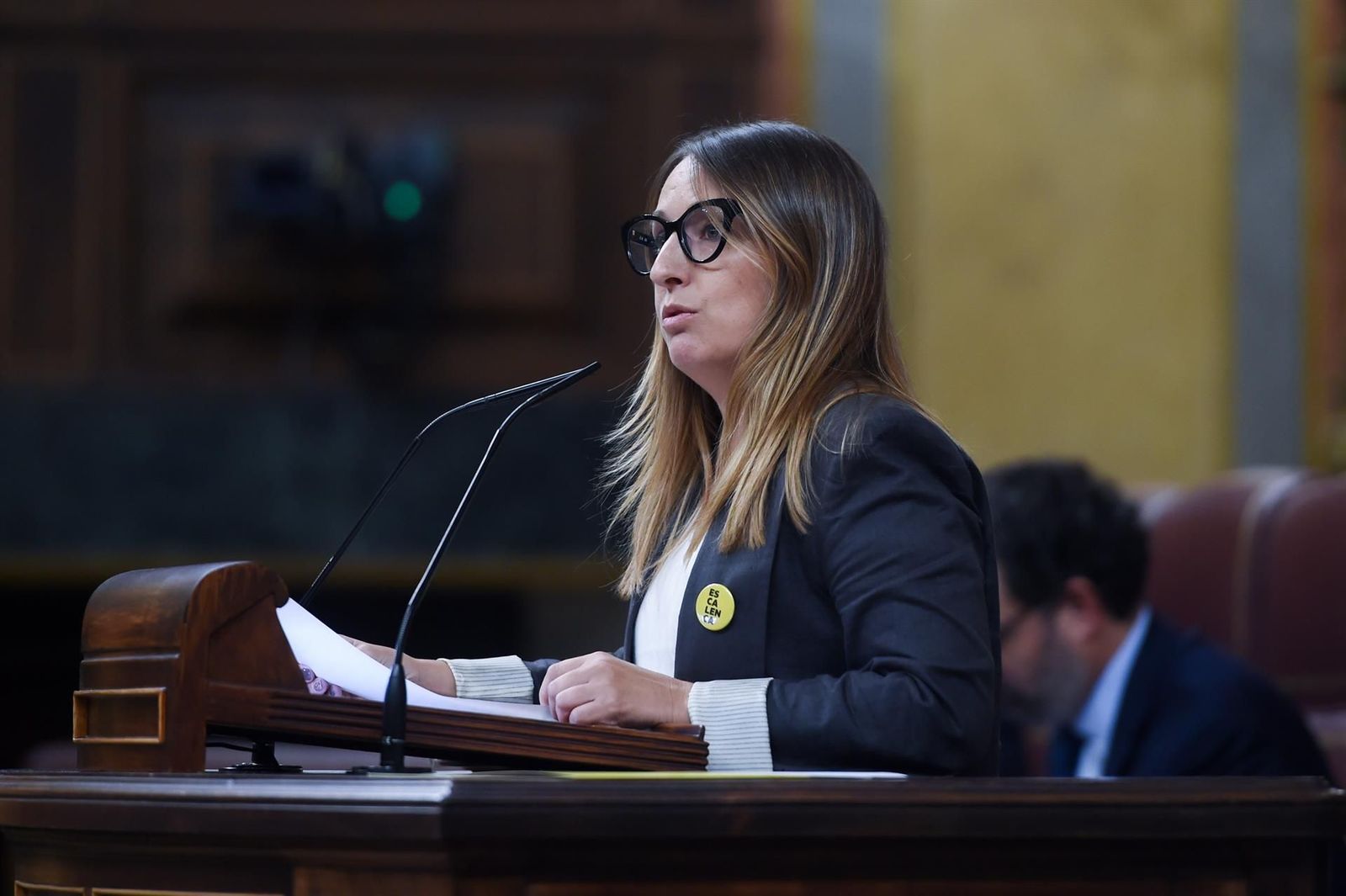 La diputada de ERC Etna Estrems interviene durante un pleno en el Congreso de los Diputados. EP