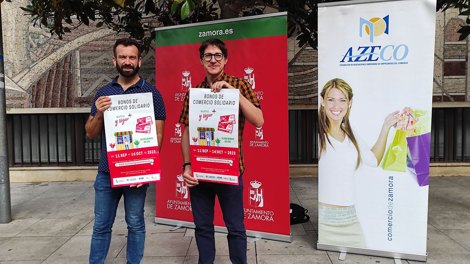 David Gago y Ruperto Prieto en la presentación de la campaña de Bonos de Comercio Solidario 'Suma y Sigue'