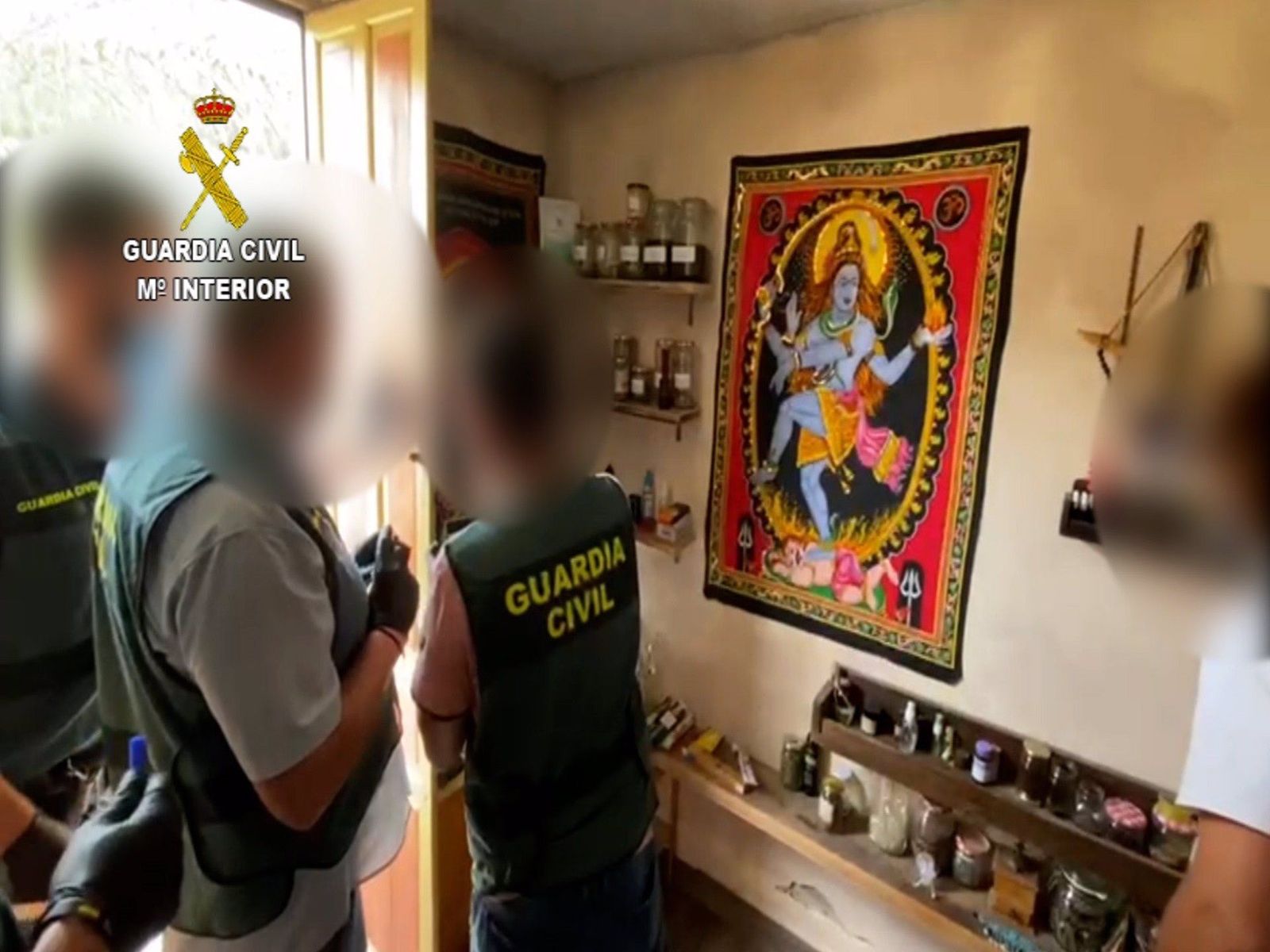 La Guardia Civil detiene en Callosa de Segura (Alicante) a un matrimonio que hacía rituales con ayahuasca y escamas de sapo bufo. Foto Guardia Civil.