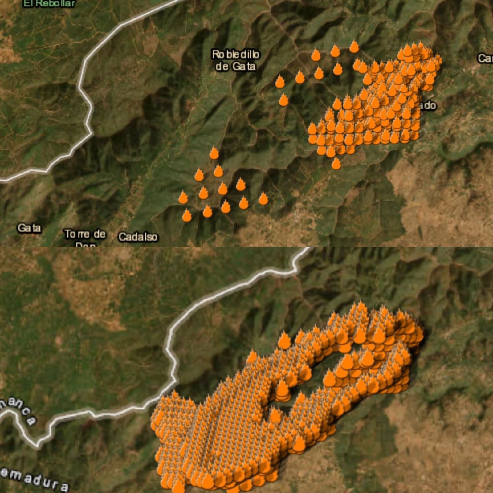 Situación del incendio de Pinofranqueado, viernes, 19 de mayo de 2023