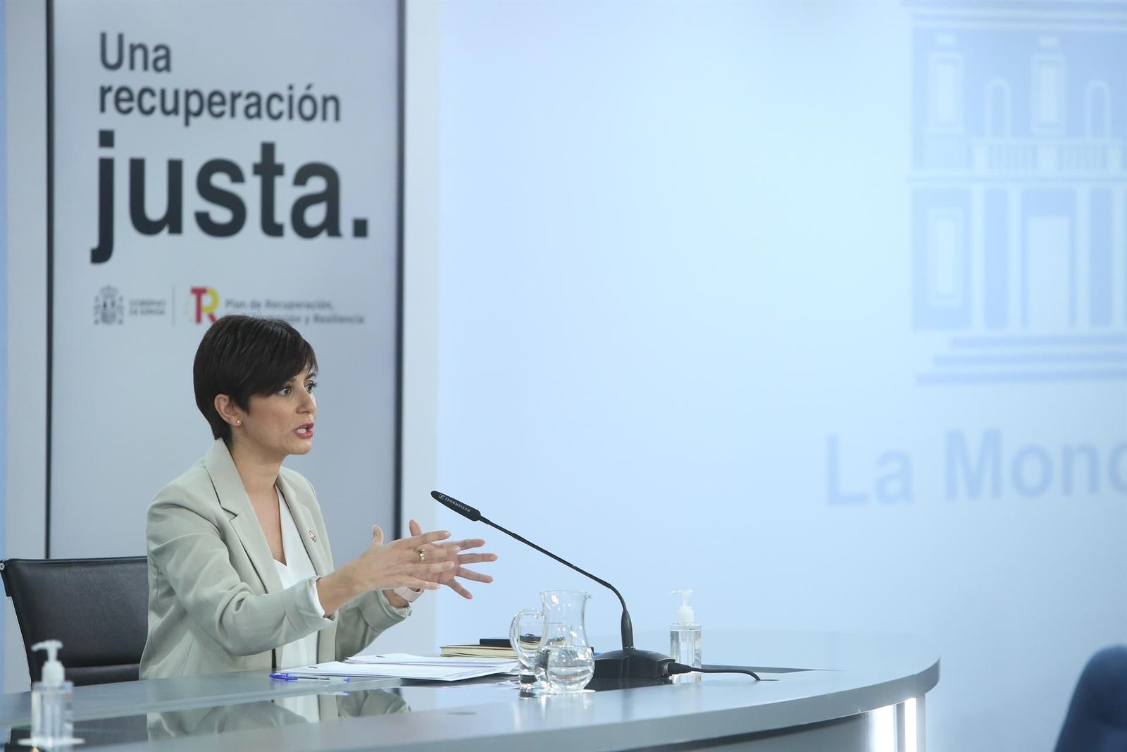 La ministra Portavoz y de Política Territorial, Isabel Rodríguez, en una rueda de prensa posterior a una reunión del Consejo de Ministros, en La Moncloa, a 8 de febrero de 2022, en Madrid (España) | Europa Press