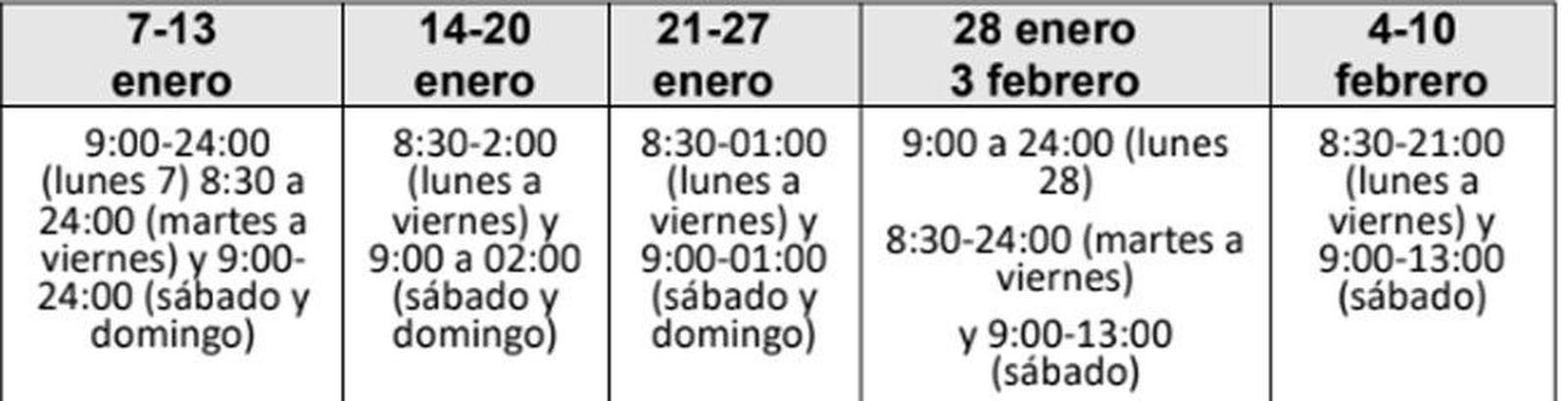 Horario biblio 19