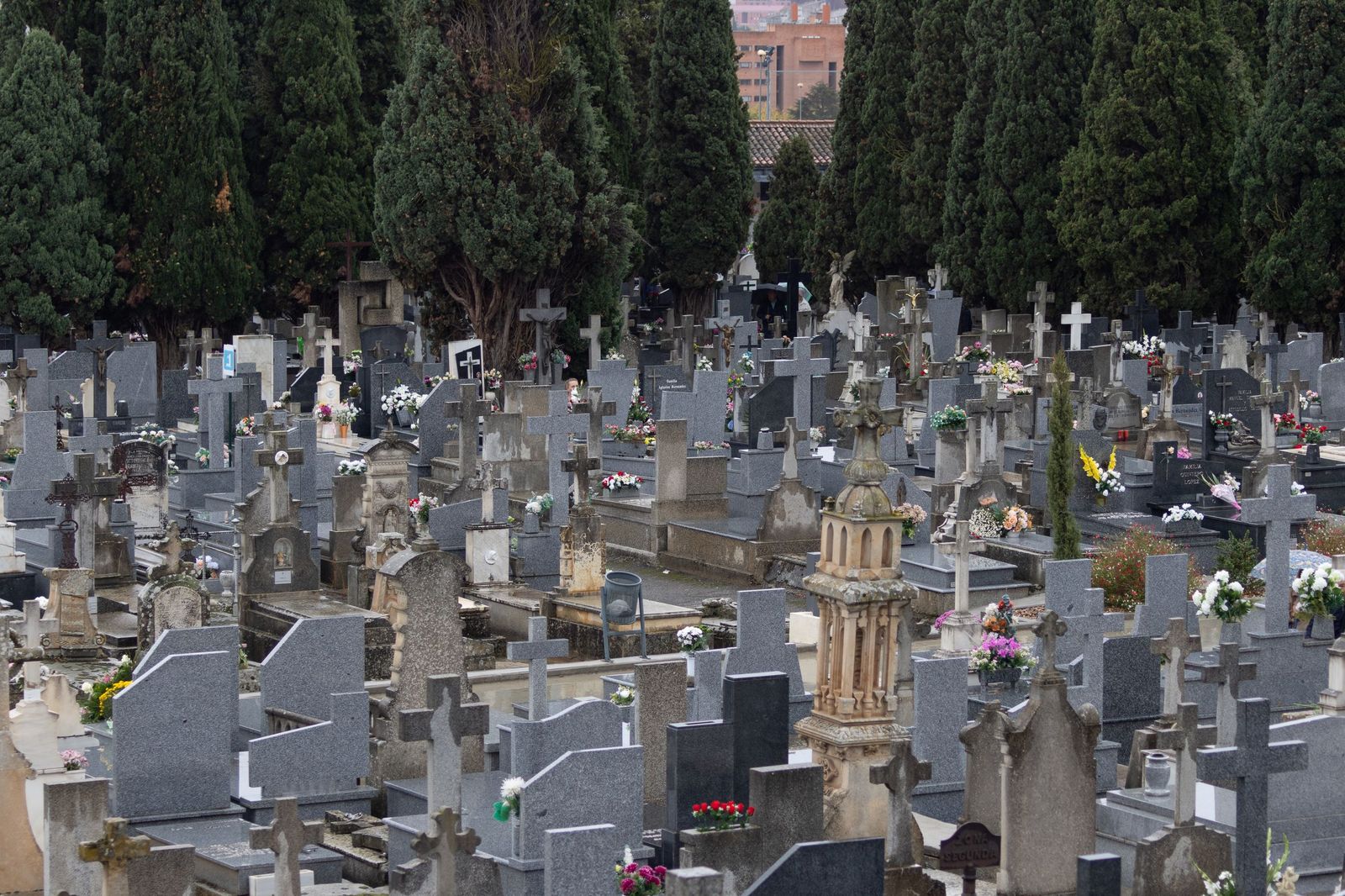 Lluviosa mañana de todos los santos en el Cementerio San Carlos Borromeo de Salamanca