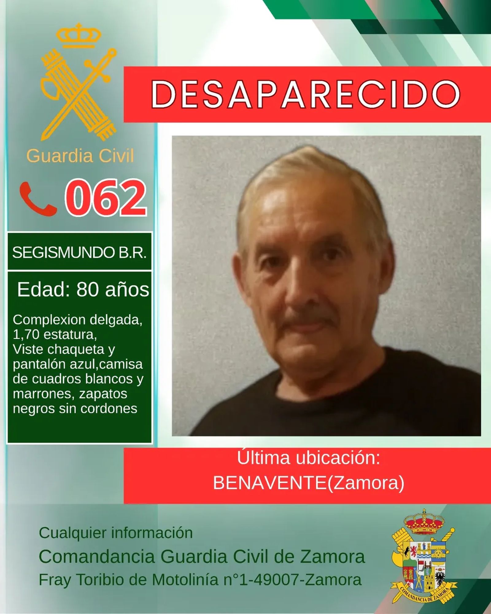 Segismundo, el hombre desaparecido este jueves