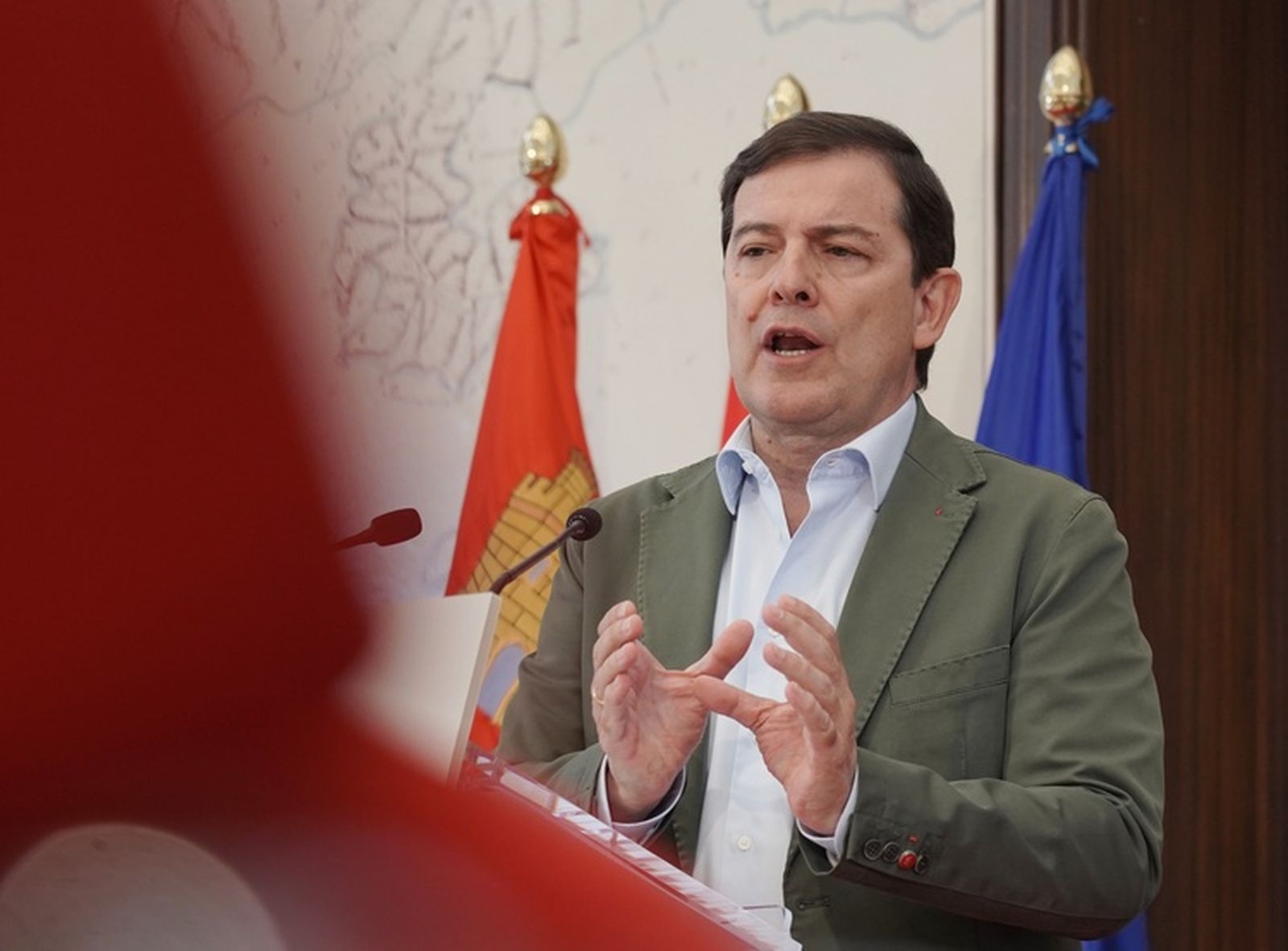 Alfonso Fernández Mañueco durante la intervención este miércoles 20 de agosto